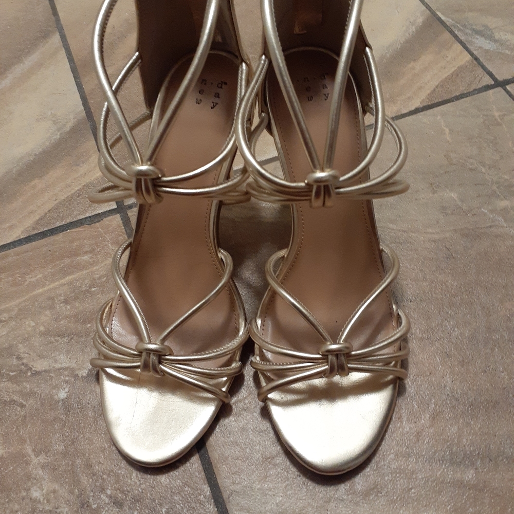 Gold high heels